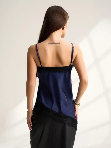 Топ ISSA Plus шовк синій