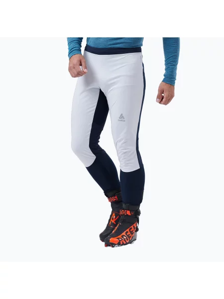 Kalhoty na běžky ODLO Langnes bílo-modré bílé