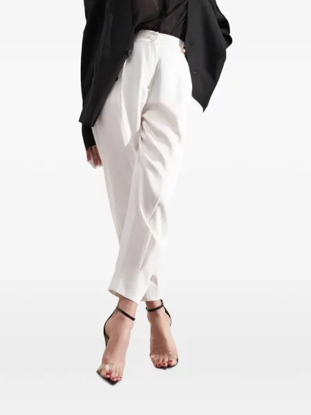 Pantaloni Tessitura Body Couture conici alb