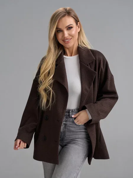 Пальто ISSA Plus темно-коричневий кашемір коричневе