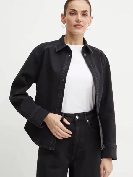 Ivy Oak koszula jeansowa regular z kołnierzykiem klasycznym czarny