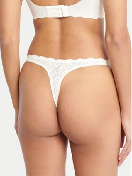 SLOGGI Tanga ZERO Feel Bliss tmavě šedá / vlny bílé