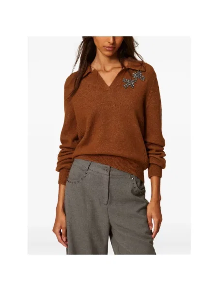 Dzianinowy sweter Twinset brązowy