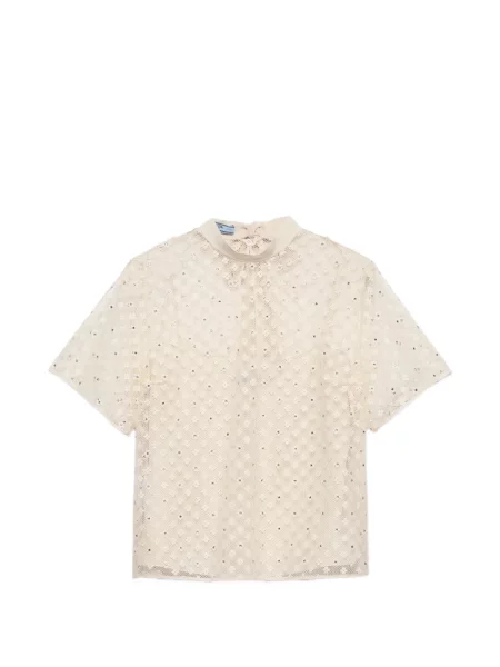 Top Prada cu broderie din dantelă