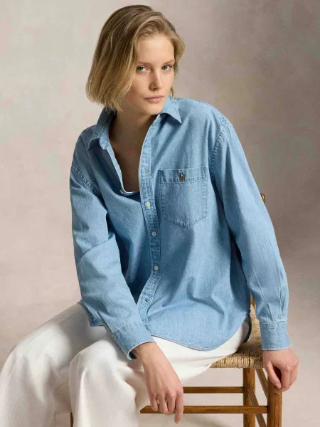 POLO RALPH LAUREN De blugi cămașă | Oversize fit albastru