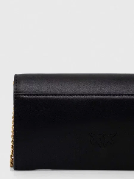 Pinko портфейл дамски от кожа черно
