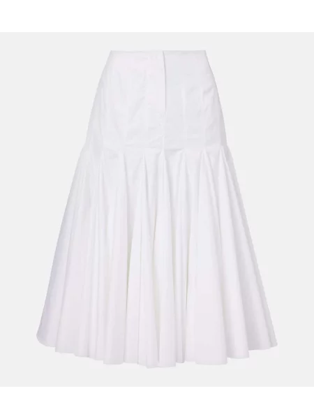 Fustă midi Jacquemus până la genunchi din poplin alb