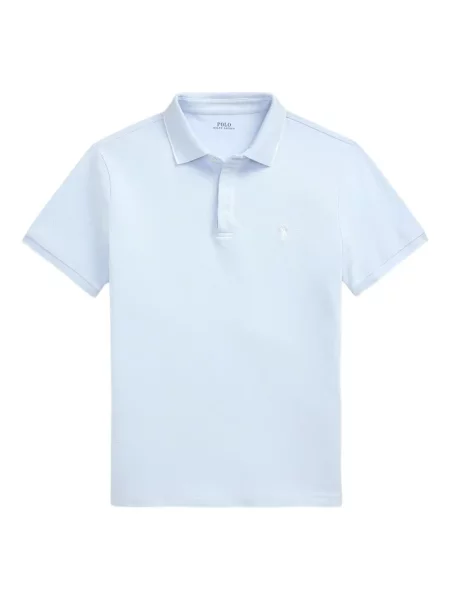 Tricou Polo Ralph Lauren din piele cu broderie în carouri maro