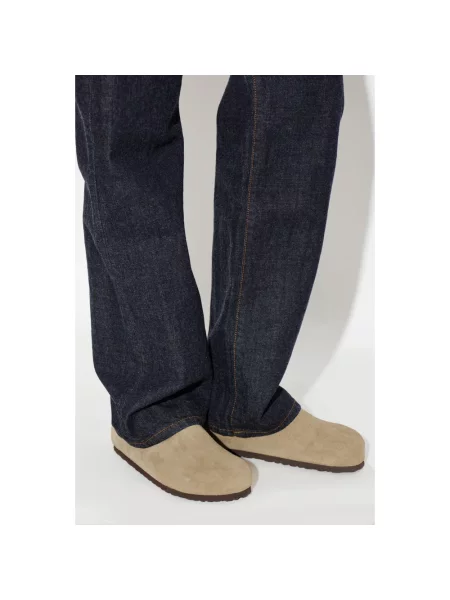 Klapki Birkenstock skórzane beżowe