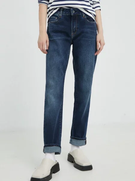 Blugi G-star Raw cu talie înaltă albastru