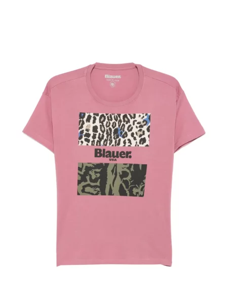 Tricou Blauer cu imagine cu model leopard roz