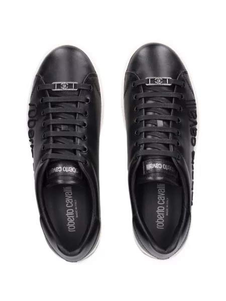 Bőr sneaker Roberto Cavalli autogrammal fekete
