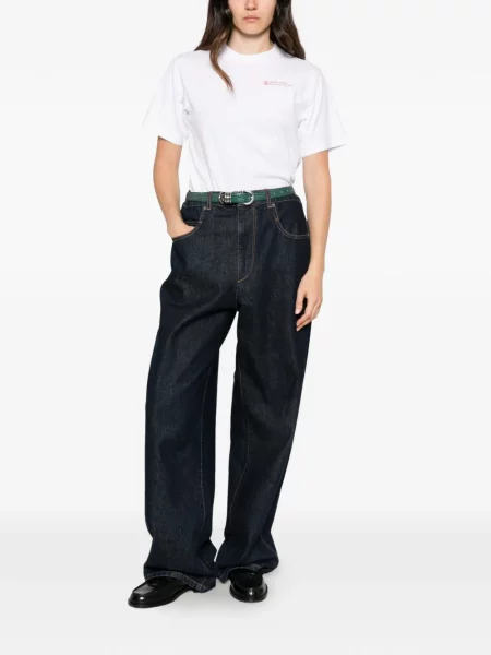 Scurt tricou Sporty & Rich cu imagine alb