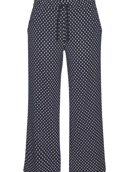 S.Oliver Pantaloni de pijama bej / bleumarin alb