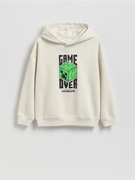 Reserved Bluza z kapturem Minecraft złamana biel