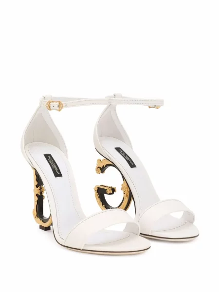 Iš natūralios odos sandalai Dolce & Gabbana balta