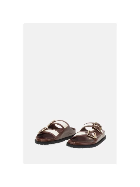 Klapki Birkenstock płócienne brązowe
