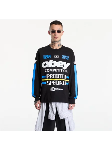 Тениска Obey Competition Black M черно