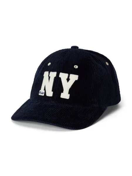 Baseball kapa iz rebrastega žameta Polo Ralph Lauren mornarsko modra