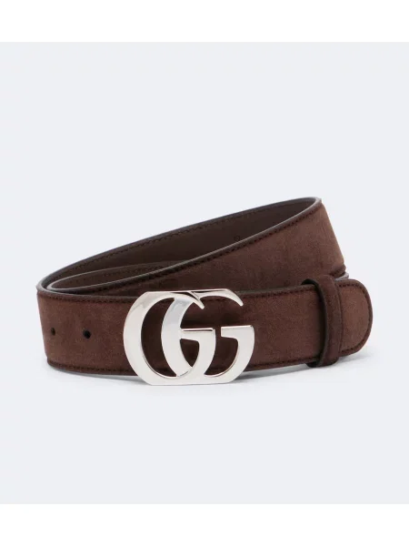 Cu centură curea Gucci din piele de căprioară maro
