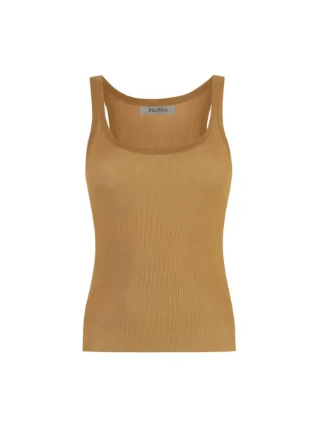 Dzianinowy top Max Mara prążkowany brązowy