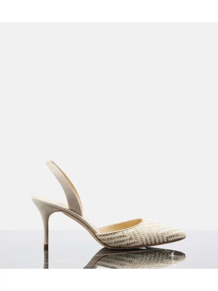 Pantofi cu toc Manolo Blahnik slingback bej