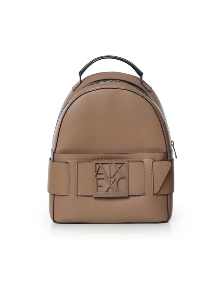 Armani Exchange plecak miejski z imitacji skóry brązowy