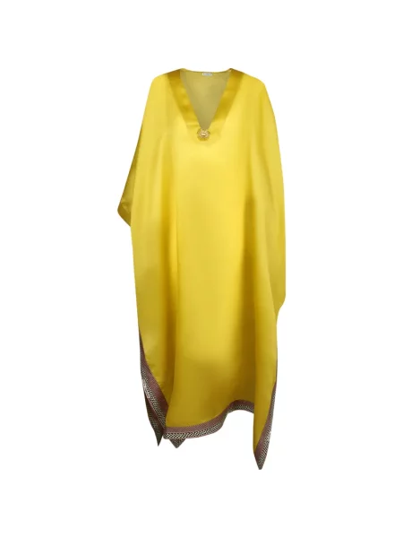 Rochie maxi Vlisco Dialogues cu decolteu în V galben