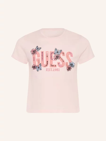 Guess Tričko S Flitry světle růžová