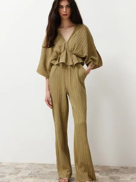 Nohavice Trendyol khaki