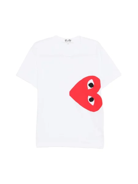 Krótka koszulka Comme Des Garcons z okrągłym dekoltem biała