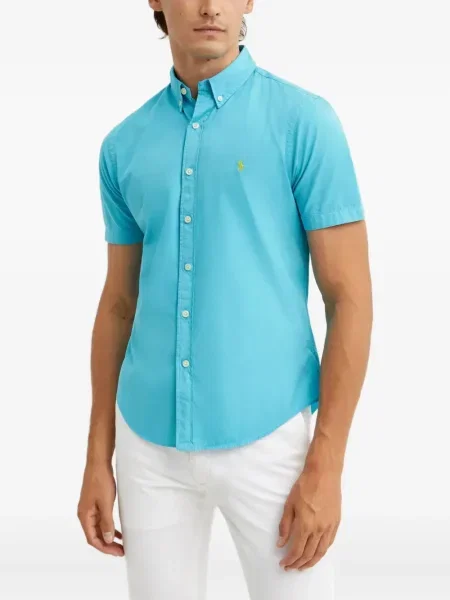 Samt prugasta košulja Polo Ralph Lauren s vezom plava