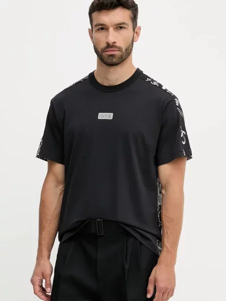 Versace Jeans Couture tricou din cu imprimeu negru