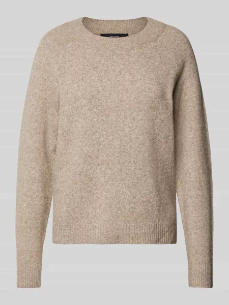 Sweter z dzianiny z długim rękawem Vero Moda beżowy
