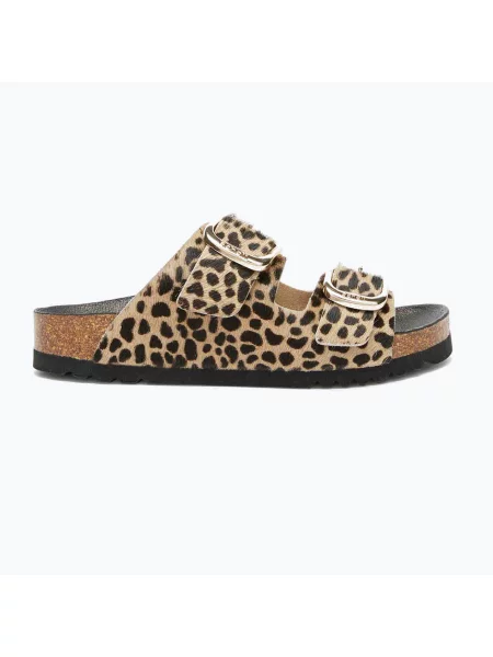 Klapki Scholl Noelle Pony Leather leopard brązowe