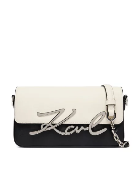 Karl Lagerfeld kabelka hobo dámska kožená K/SIGNATURE čierna