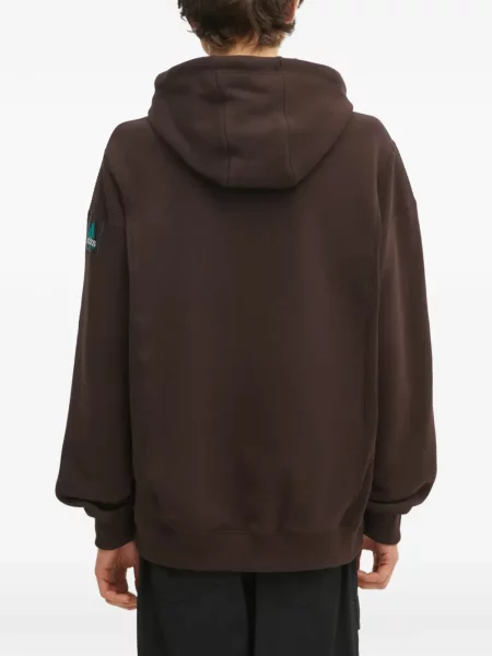 Tricou Adidas în carouri cu autograf cu glugă gri