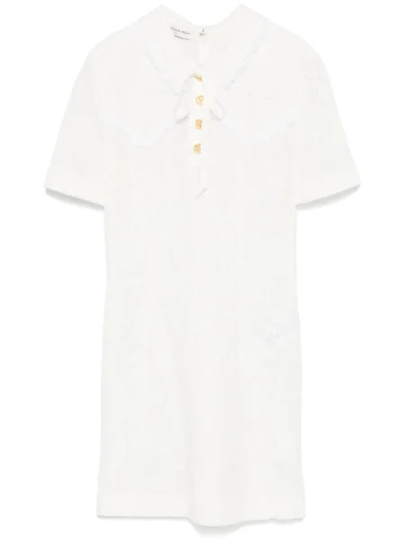 Rochie mini Alessandra Rich cu funde din dantelă de costum alb