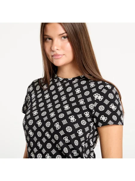 Μπλουζάκι GUESS Gloria Peony Ss T-Shirt Black L μαύρο