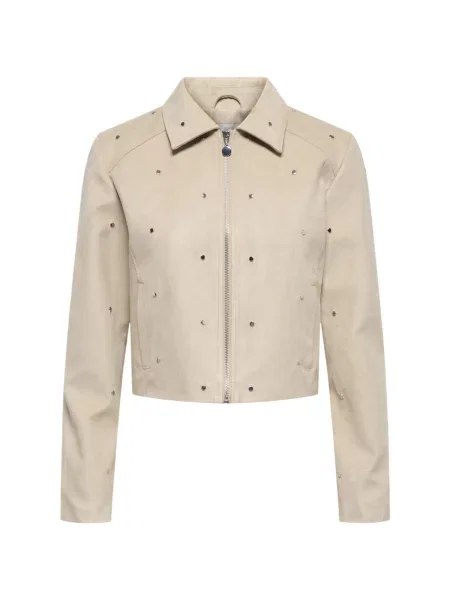 Semišová krátká bunda Jacqueline De Yong béžová