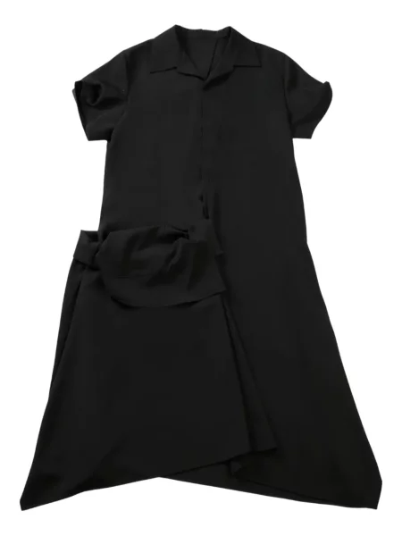 Rochie midi Yohji Yamamoto de lână până la genunchi de costum negru