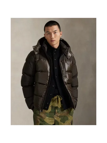 Pikowana kurtka puchowa Polo Ralph Lauren brązowa