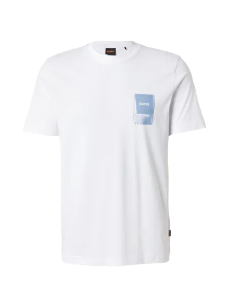 BOSS Tricou Te_Plain albastru deschis alb