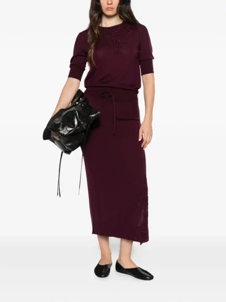 Fustă midi Ermanno Scervino din dantelă cu cordon violet