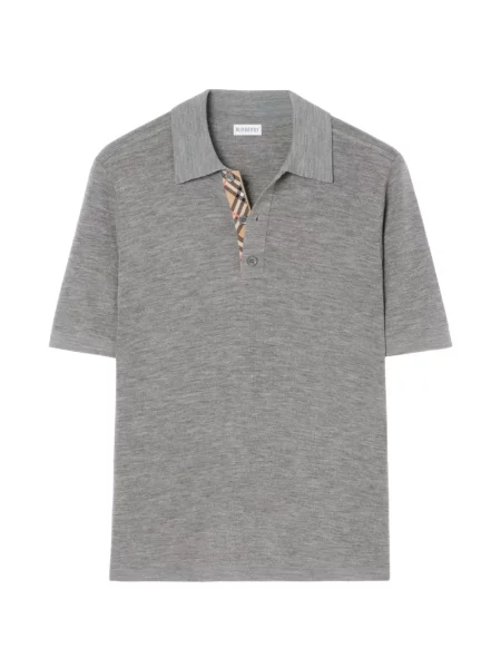 Tricou polo Burberry de lână gri