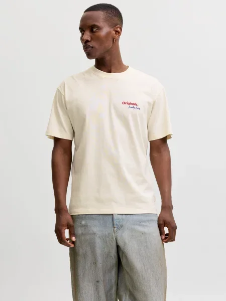 JACK & JONES Tričko modrá / krvavo červená / ako vlna biela