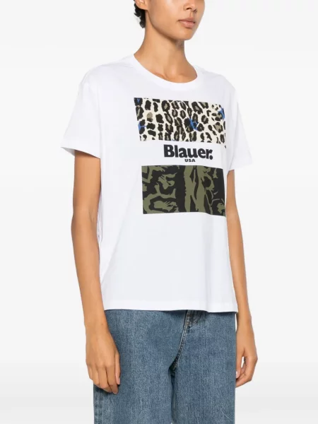 Tricou Blauer cu imagine cu model leopard alb