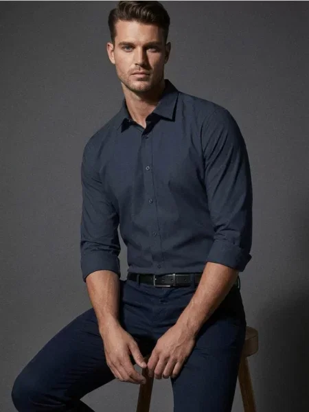 Sinsay Hladká košile basic námořnická modrá