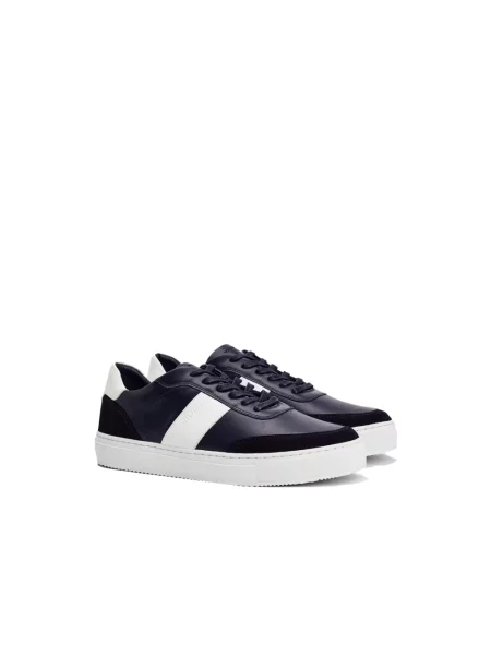 Sneakersy Tommy Hilfiger skórzane w paski niebieskie