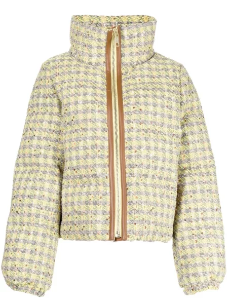 Geacă cu puf Nicole Benisti din tweed galben